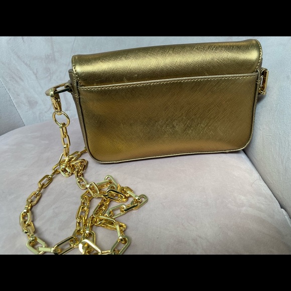 Tory Burch Saffiano Leather Gold Crossbody - Picture 4 of 14